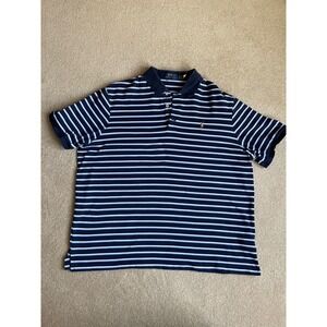 Polo Ralph Lauren Mens Striped Short Sleeve Polo Shirt XL Navy Blue White